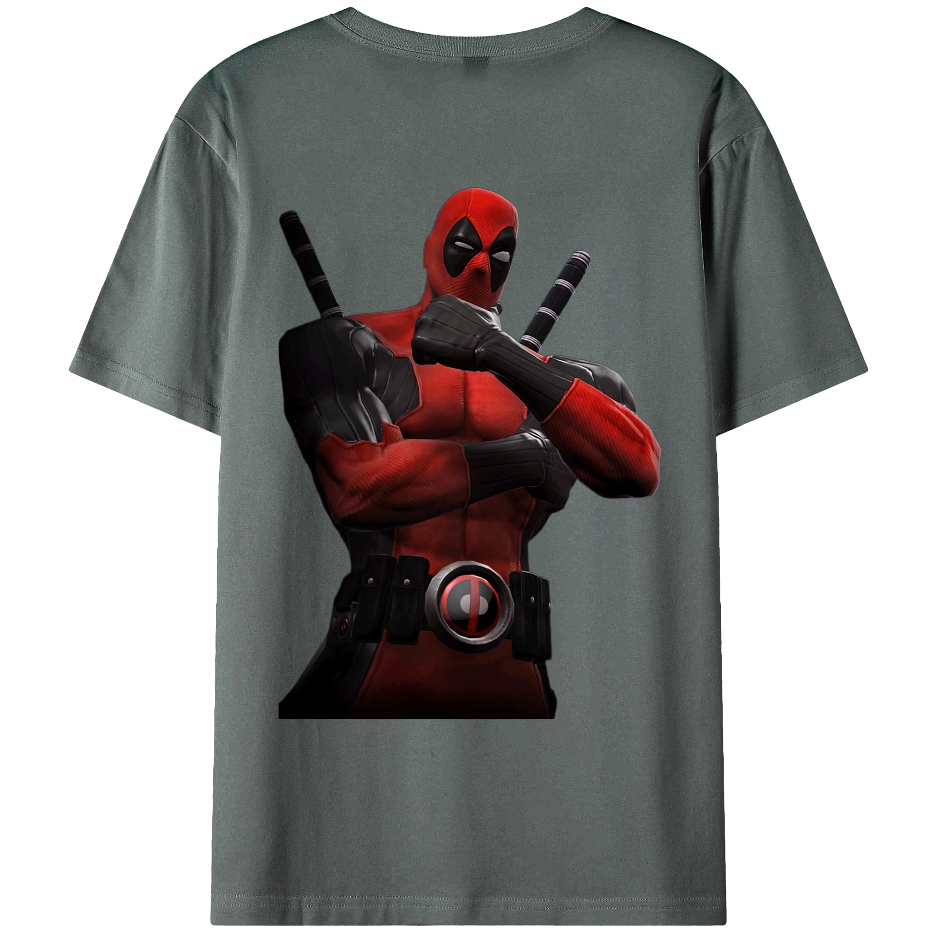 （画像用） Deadpool デッドプール 綿100％ メンズ半袖Tシャツ（バックプリント） 通気性